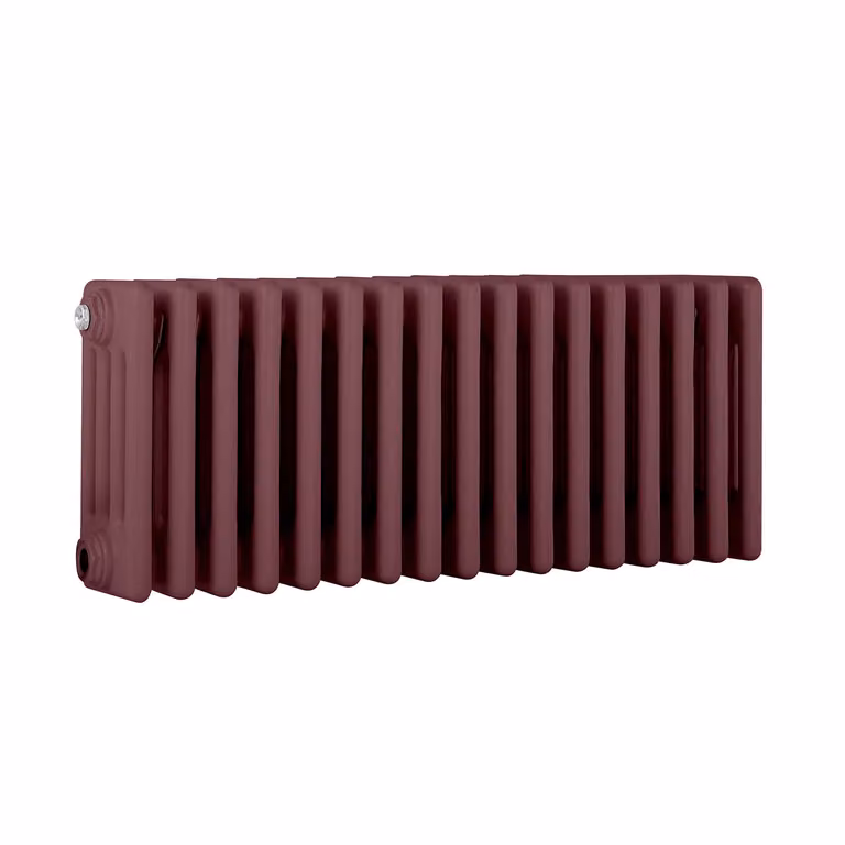 Radiatore orizzontale a colonne Regent in acciaio, 4 colonne, colore rosso, L: 78,5 cm, H: 30 cm