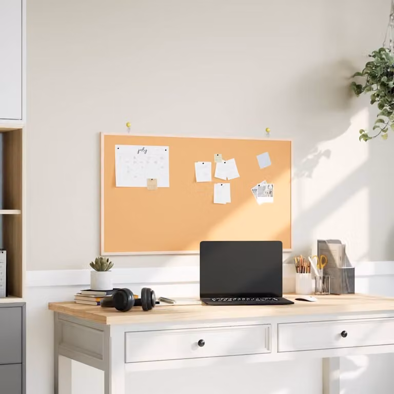 Bacheca in sughero con cornice in legno massello di pino vidaXL, L: 100 cm, H: 55 cm