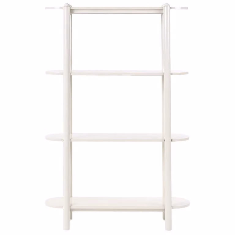 Libreria Beliani moderna con 3 ripiani in MDF e metallo, beige e bianca, L: 110 cm, H: 170 cm, P: 30 cm