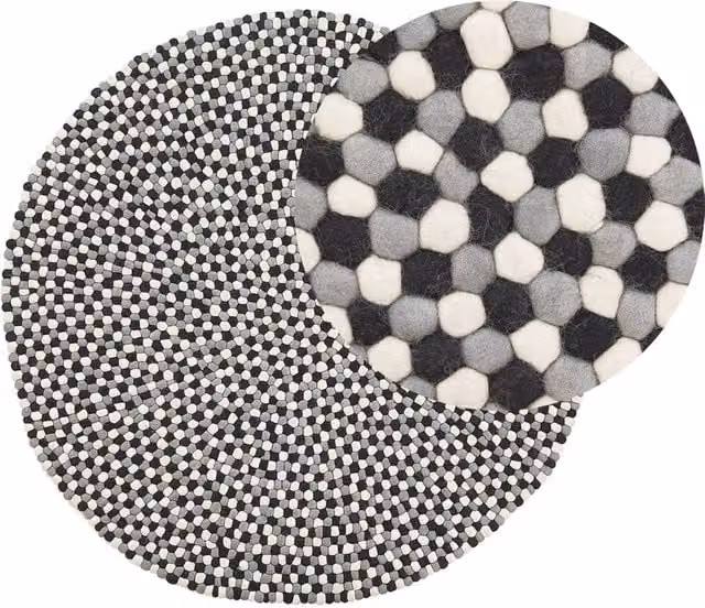 Tappeto Rotondo Beliani Multicolore in Feltro di Lana Intrecciato a Mano con Design Astratto Moderno, Diametro: 140 cm