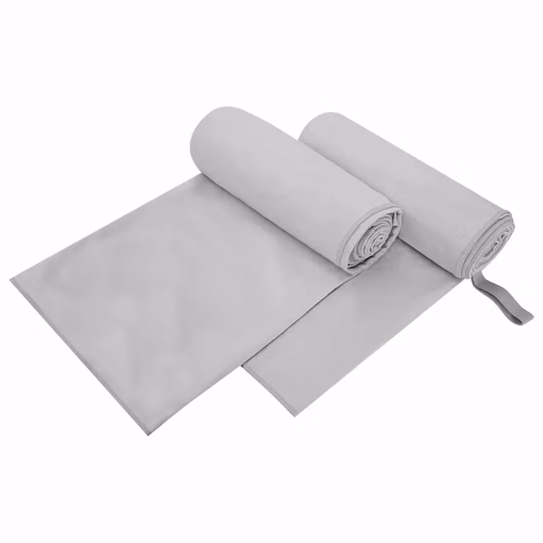 Set di 2 asciugamani sportivi vidaXL in microfibra e poliammide, colore grigio, L: 200 cm, P: 100 cm