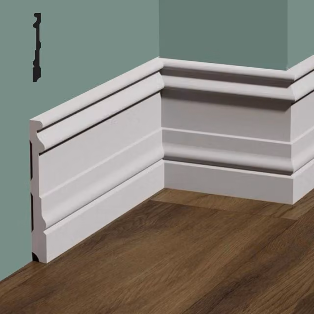 Battiscopa REGALE in polimeri FeelingWood-HD ETERNAL PARQUET Bianco L: 240 cm, H: 15 mm, Spessore: 150 mm