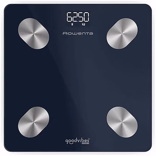 Bilancia elettronica personale Rowenta Good Vibes Life BR9720 nera con controllo tramite app e connessione Wi-Fi in vetro