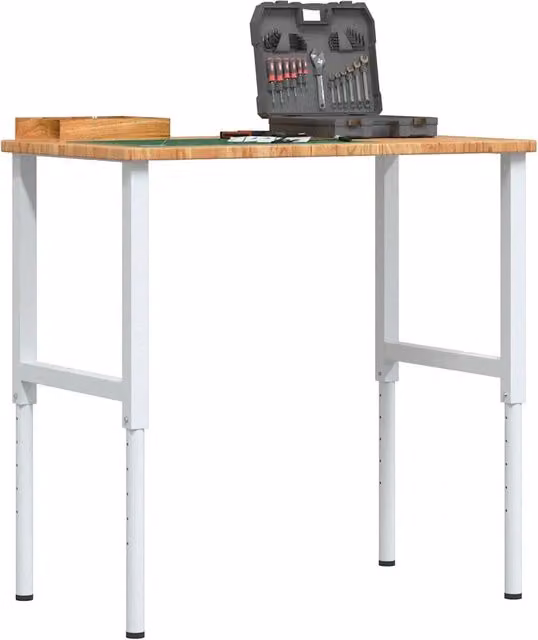 Banco Lavoro Regolabile VIDAXL in Legno di Rovere e Metallo, Marrone Chiaro, L: 100 cm, P: 60 cm, H: 71,5-98 cm