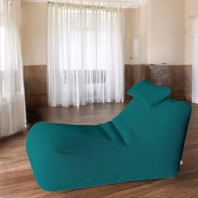 Pouf Chck Talamo Italia, Poltrona sacco e poggiapiedi multiuso, Verde, L 120 x P 70 x H 65 cm