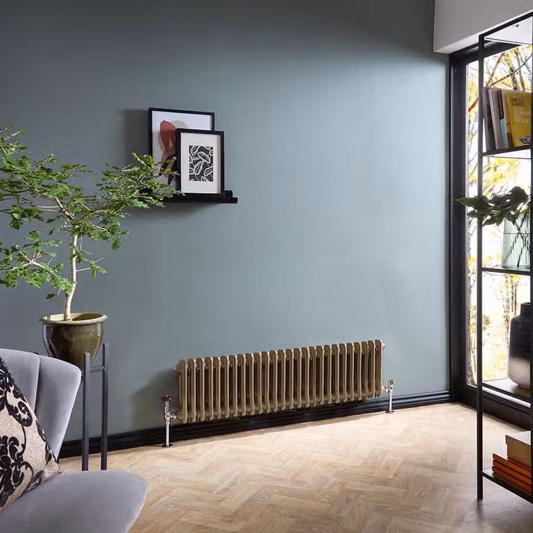Radiatore Tradizionale a Doppia Colonna Orizzontale HudsonReed Oro L: 119 cm, H: 30 cm