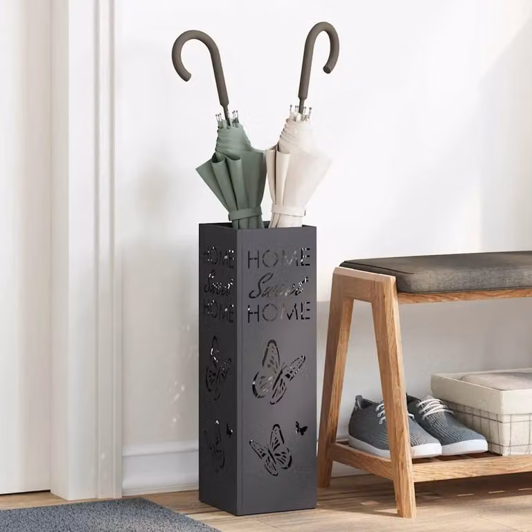 Stand per ombrelli da pioggia vidaXL in metallo nero L/P/H: 15,5 x 15,5 x 49 cm