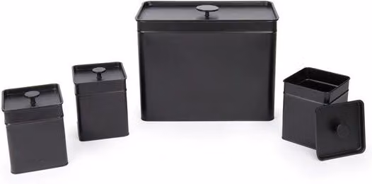 Salter Contenitore per pane e set di 3 contenitori per la conservazione in metallo nero