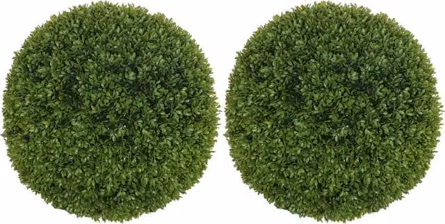 Set di 2 Piante Artificiali a Sfera di Bosso HOMCOM, Decorazioni Verdi per Interno ed Esterno, Diametro: 50 cm