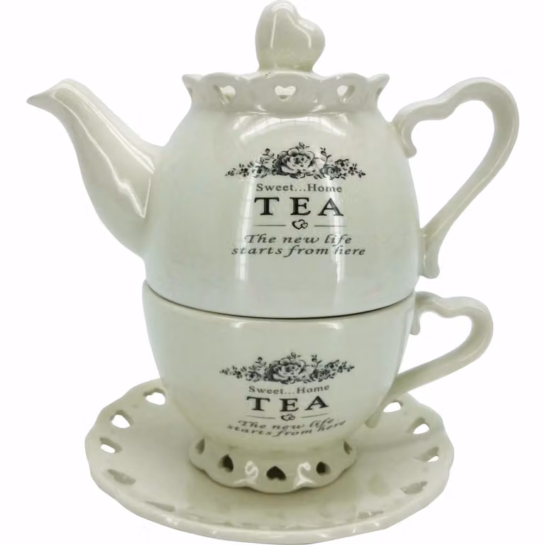Teiera con tazza in ceramica bianca Gusto Casa