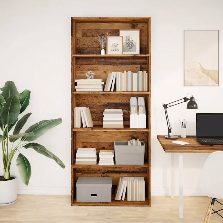 Libreria vidaXL in Legno Antico Marrone L: 80 cm, P: 30 cm, H: 189 cm