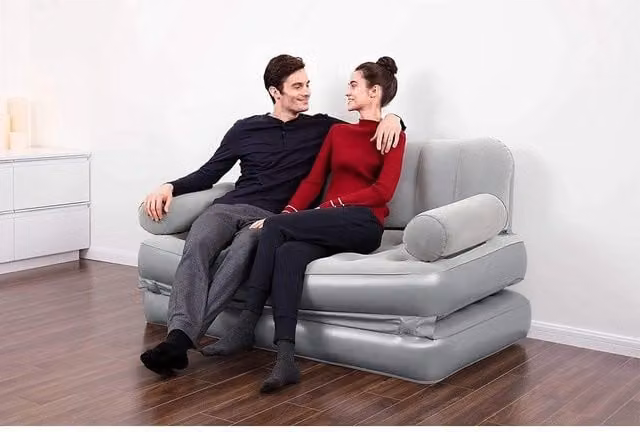 Divano Gonfiabile Multi Max 3 In 1 Trade Shop con Pompa Integrata Grigio L: 188 cm, P: 152 cm, H: 64 cm