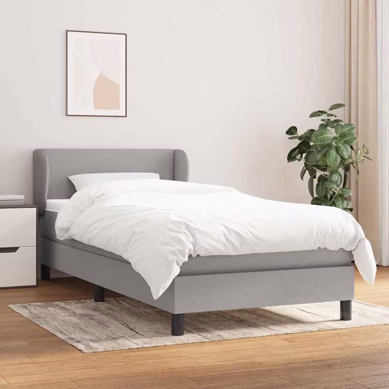 vidaXL Giroletto a Molle con Materasso Ibrido in Tessuto Grigio Chiaro e Bianco L/P/H: 203 x 93 x 88 cm