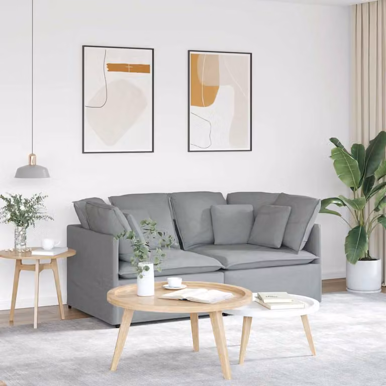 vidaXL Divano Modulare Moderno in Tessuto Grigio con Cuscini e Struttura in Metallo e Legno