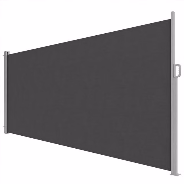 Tenda Laterale Retrattile Outsunny Impermeabile e UV 50+ in Alluminio, Acciaio e Poliestere, L: 420 cm, H: 185 cm, Grigio Scuro