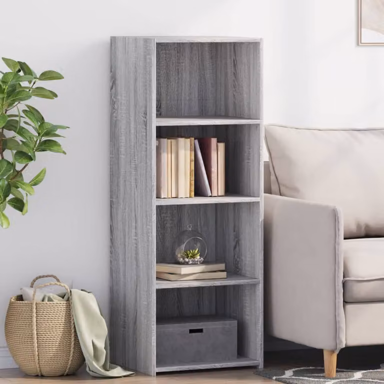 Credenza moderna vidaXL in legno multistrato e MDF, colore Grigio Sonoma, L 45 cm x P 41 cm x H 124 cm