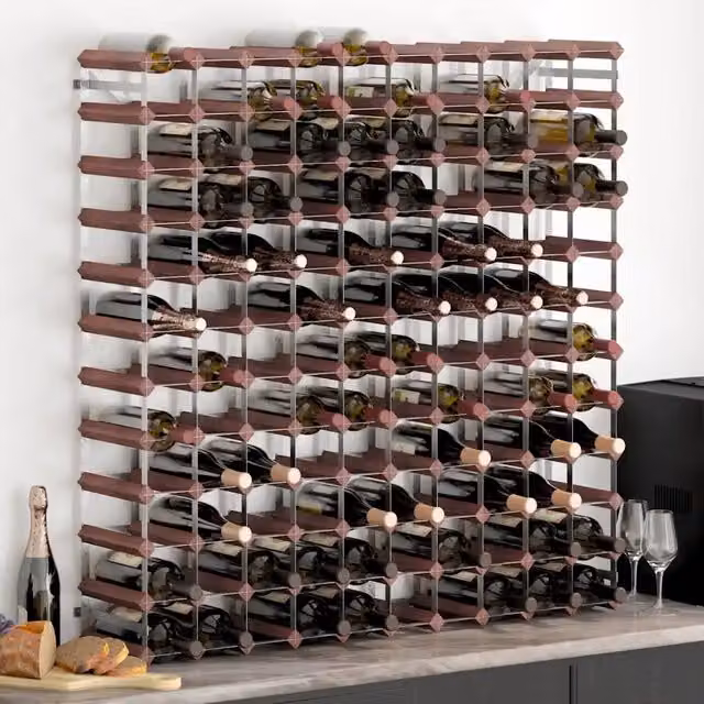 Portabottiglie da parete MERCATOXL in legno di pino e metallo marrone stile rustico L: 110 cm, H: 110 cm, P: 22,5 cm