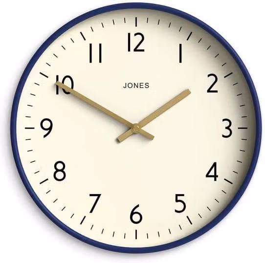 Orologio da Parete Analogico Jones Clocks Blu Scuro Design Moderno Rotondo Diametro: 30 cm