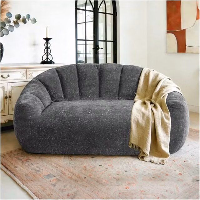 Divano bean bag a forma di zampa d'orso WISHDOR in flanella grigia per soggiorno e camera da letto