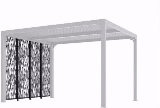 Pannello decorativo in acciaio moucharabieh Foresta per pergola bioclimatica, schermo antivento e privacy, colore antracite/nero, L: 300 cm, H: 213,3 cm
