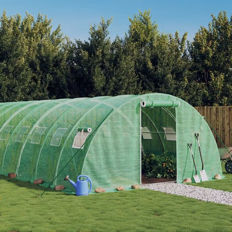 Serra vidaXL con telaio in acciaio galvanizzato verde, superficie di 40 m², L/P/H: 10 x 4 x 2 m