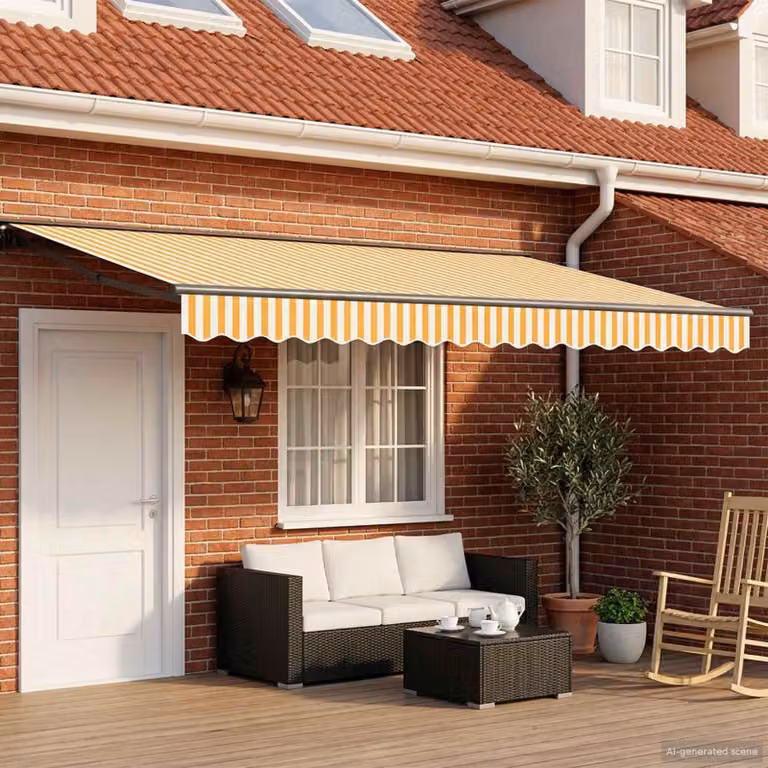 Tettuccio elettrico retrattile vidaXL con struttura in alluminio e copertura in poliestere, disponibile in bianco, giallo o antracite, con telecomando e montaggio a parete