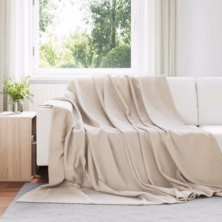 Set di 24 coperte in pile vidaXL beige, morbide e lavabili, L 240 cm x P 220 cm