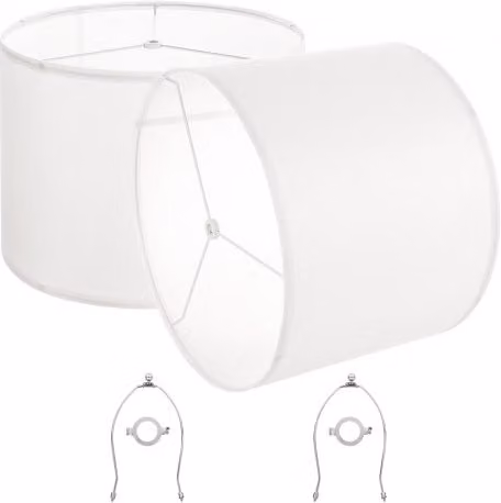 Set da 2 Paralumi a Tamburo VEVOR in Lino Bianco con Arpa per Lampade da Tavolo, da Terra o a Sospensione, L/P/H: 40 x 40 x 30 cm