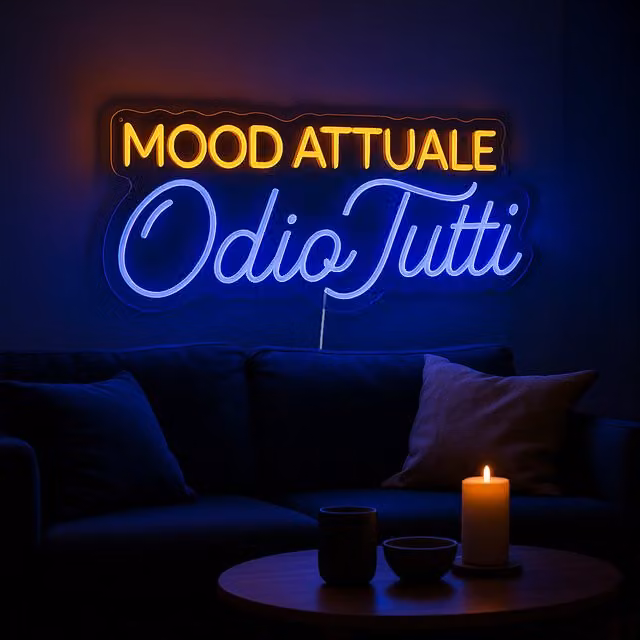 Insegna luminosa a LED multicolore Odio tutti da appendere al muro KASANOVA