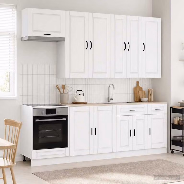 vidaXL Unità Cucina Moderna PORTO 8 Pezzi Bianco Opaco in MDF