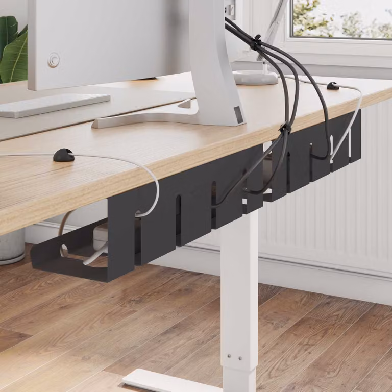 Set di 2 vassoio per gestione cavi sottotavolo vidaXL in metallo nero