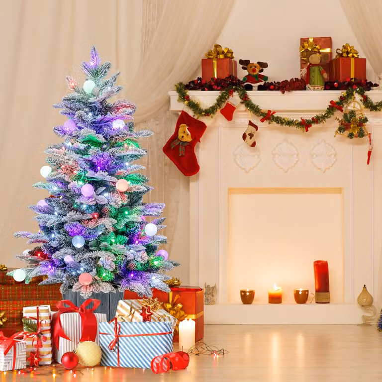 Albero di Natale artificiale da tavolo Costway con 80 luci LED multicolore, verde, altezza: 100 cm